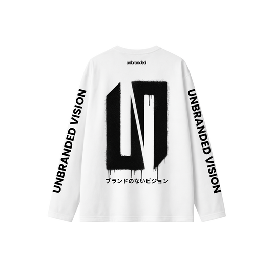 White long sleeve drip tee