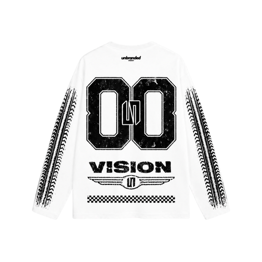 White long sleeve racer tee