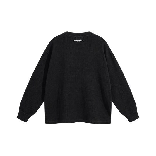 Black waffle long sleeve sweatshirt