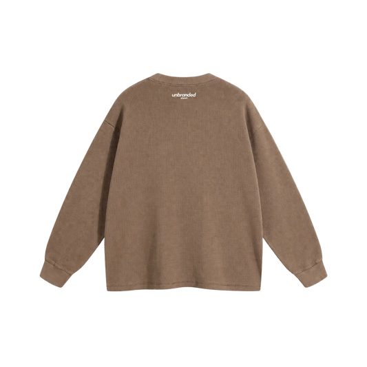 Brown waffle long sleeve sweatshirt