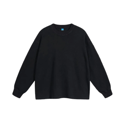 Black waffle long sleeve sweatshirt