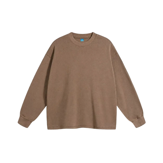 Brown waffle long sleeve sweatshirt
