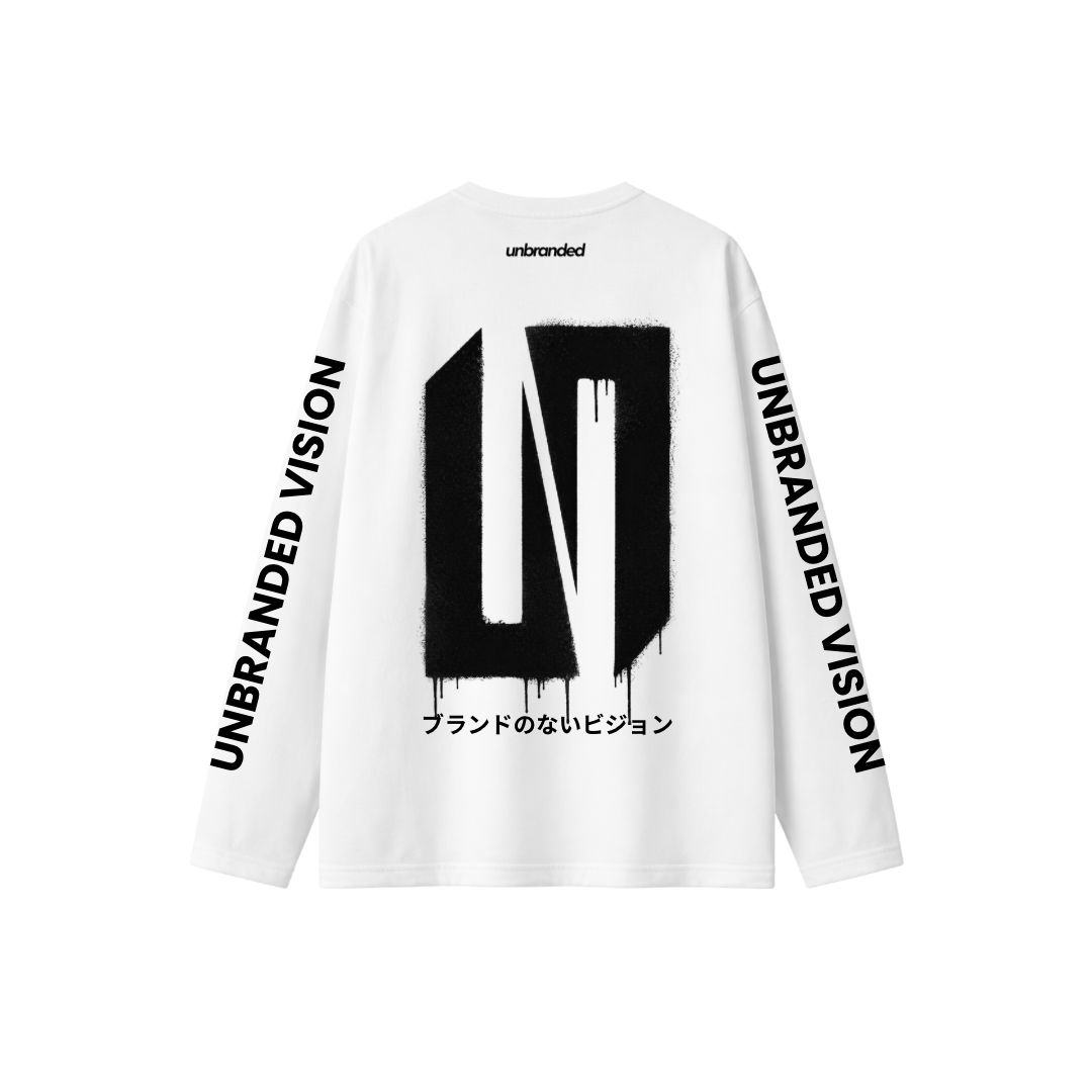 White long sleeve drip tee