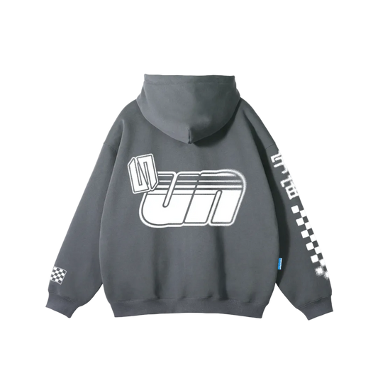 Stone grey oversized racer hoodie