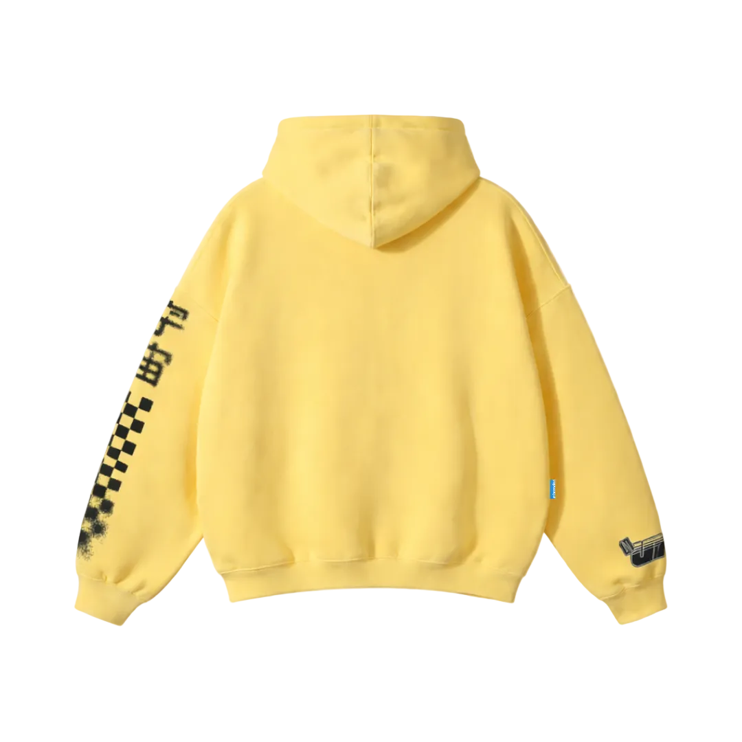 Yellow oversized racer hoodie