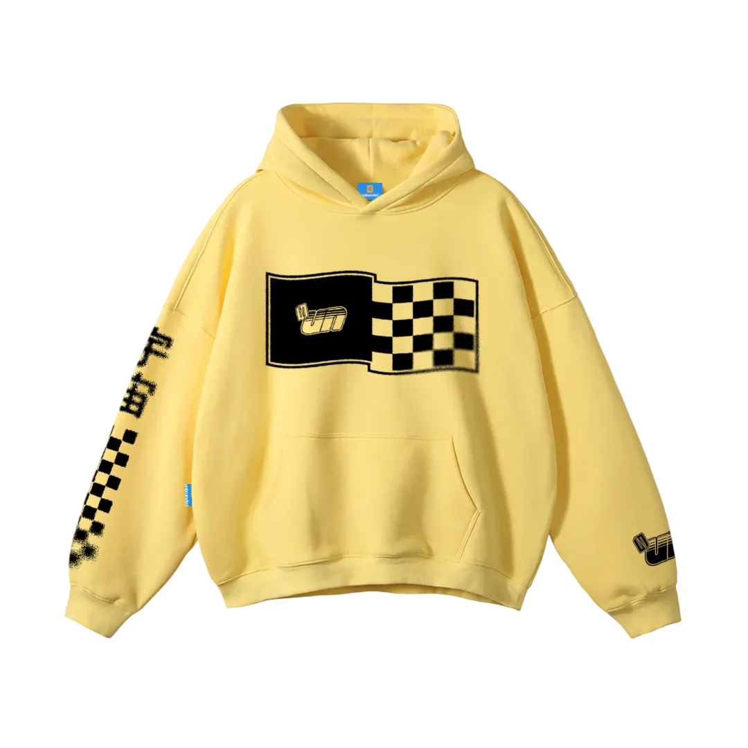 Yellow oversized racer hoodie