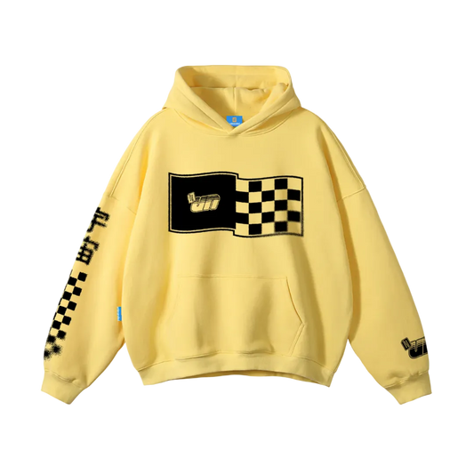 Yellow oversized racer hoodie