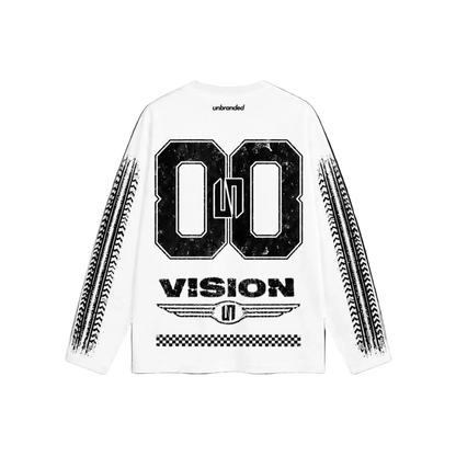 White long sleeve racer tee
