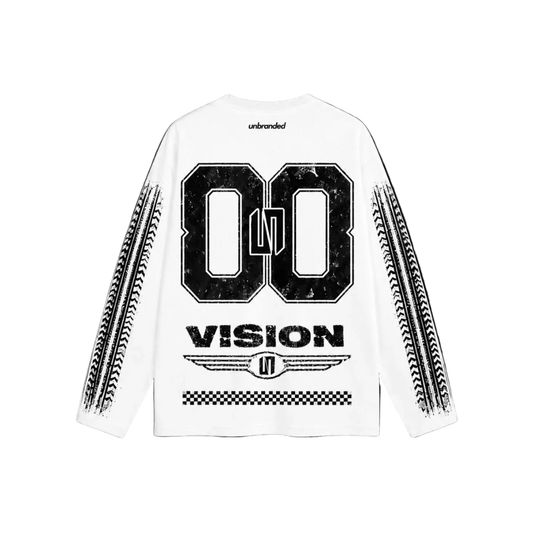 White long sleeve racer tee