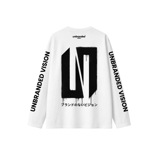 White long sleeve drip tee