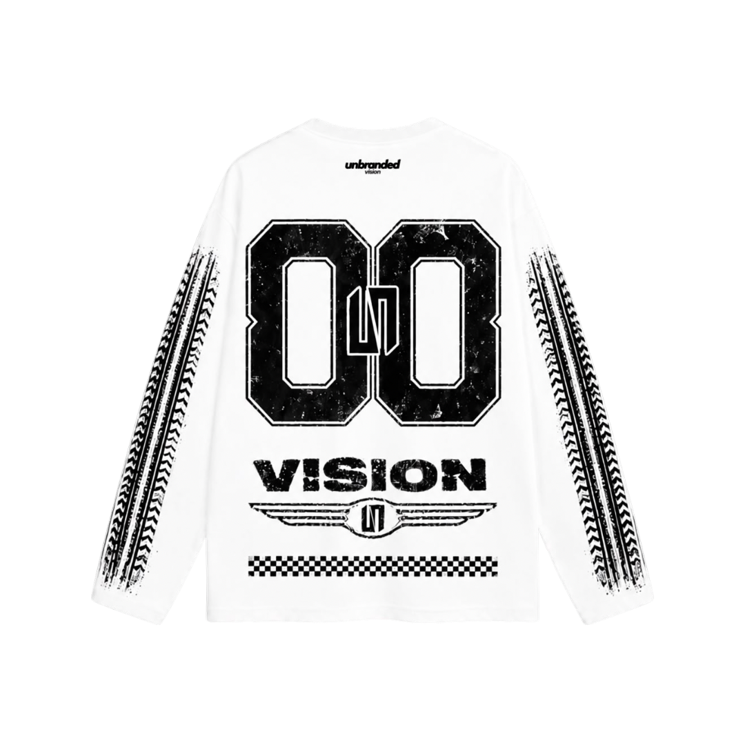 White long sleeve racer tee