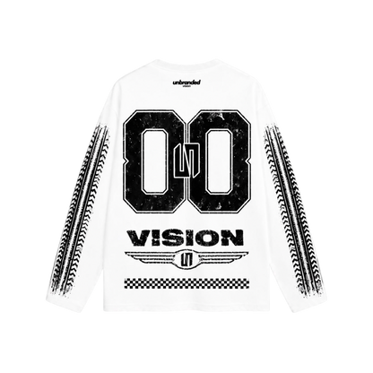 White long sleeve racer tee