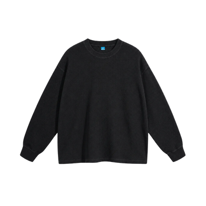 Black waffle long sleeve sweatshirt