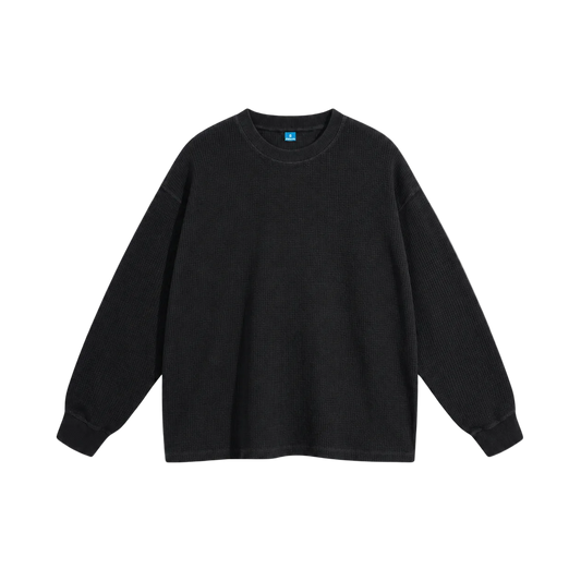 Black waffle long sleeve sweatshirt