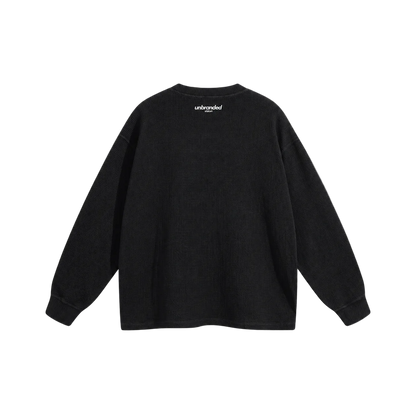 Black waffle long sleeve sweatshirt