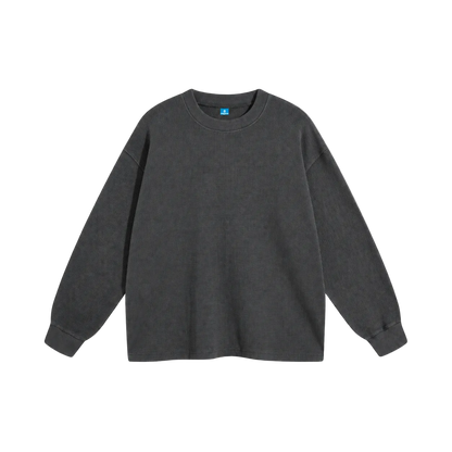 Charcoal grey waffle long sleeve sweatshirt