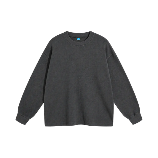 Charcoal grey waffle long sleeve sweatshirt