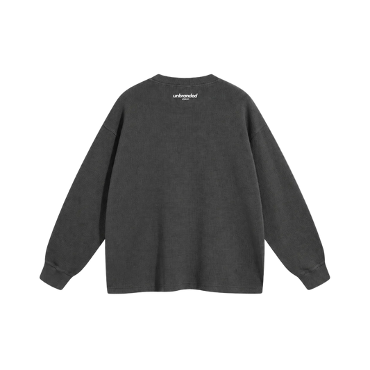 Charcoal grey waffle long sleeve sweatshirt