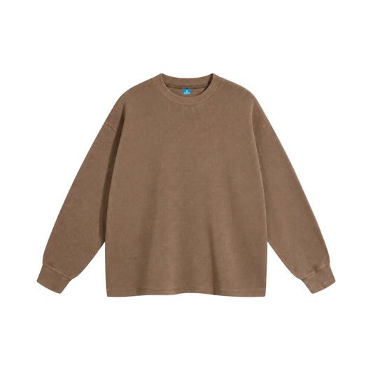 Brown waffle long sleeve sweatshirt
