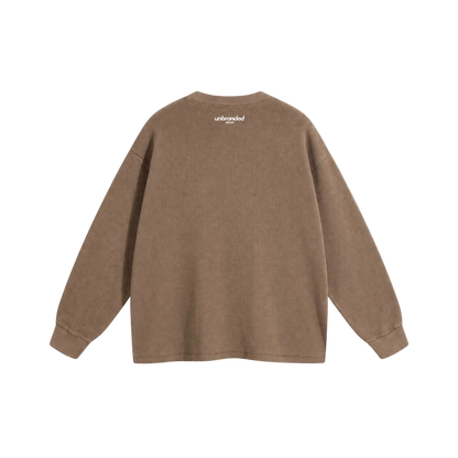 Brown waffle long sleeve sweatshirt